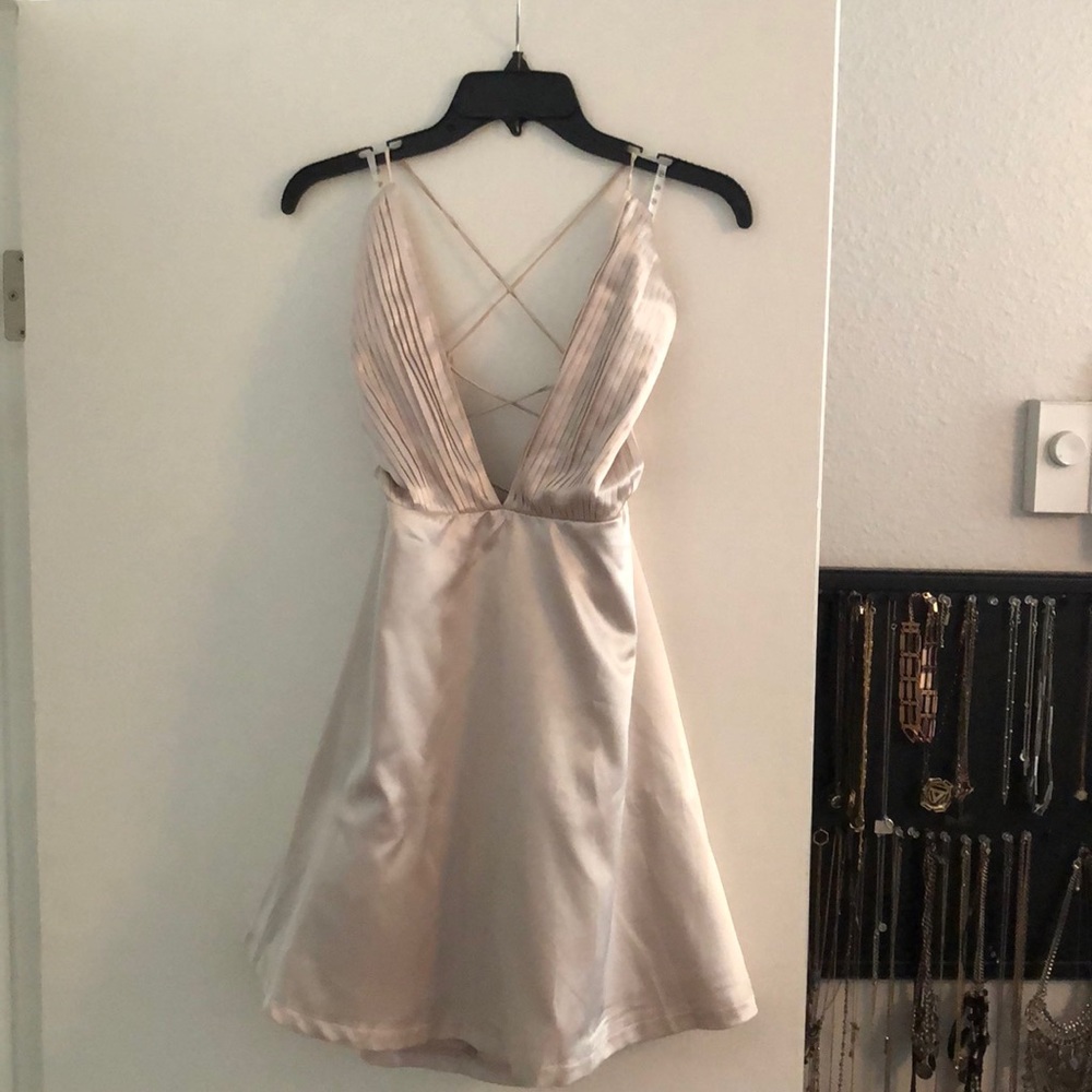 Missguided champagne silk party dress